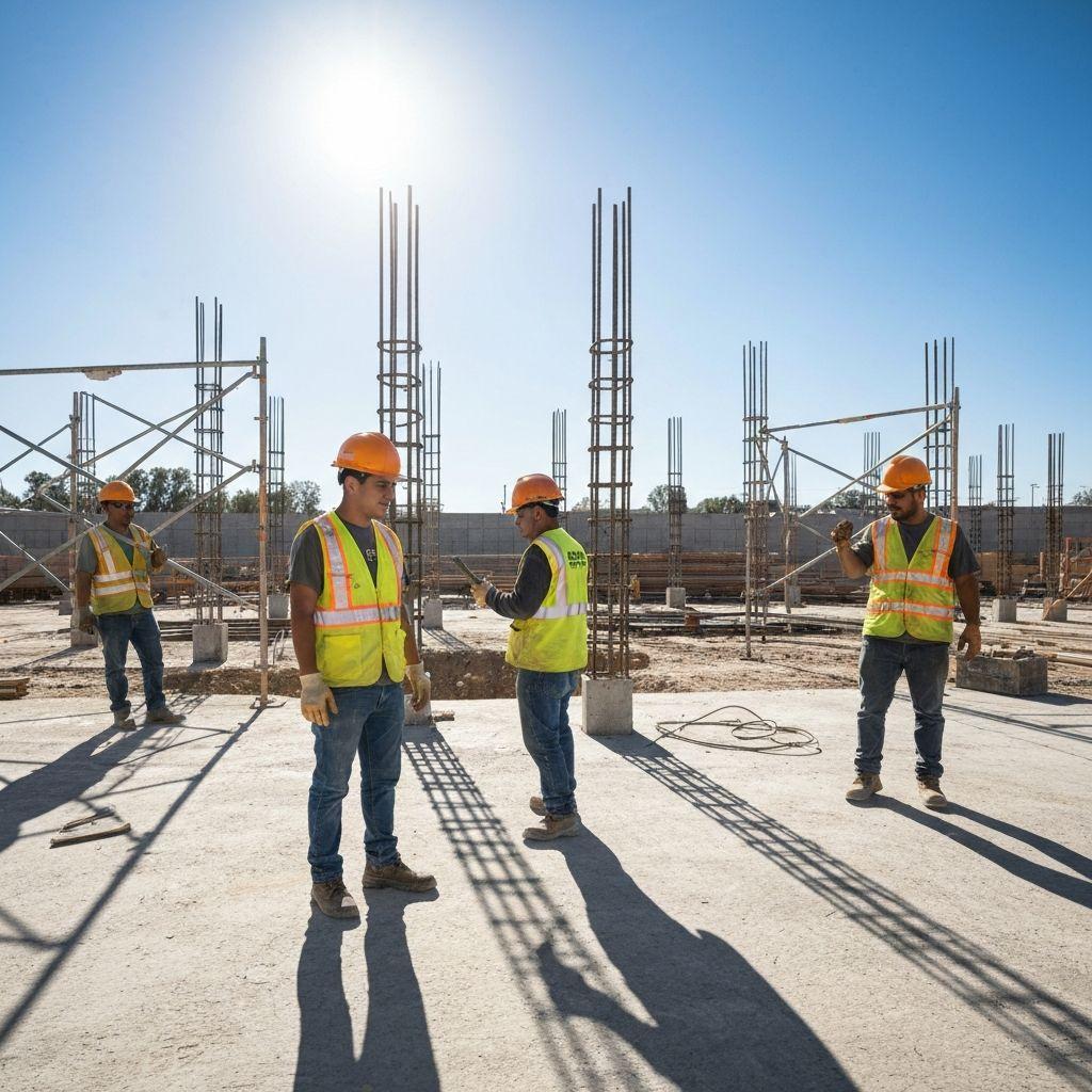 Construction team working together