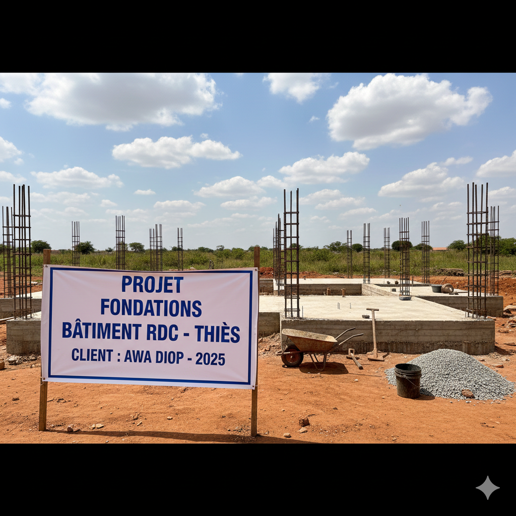 Fondations Batiment RDC a Thies